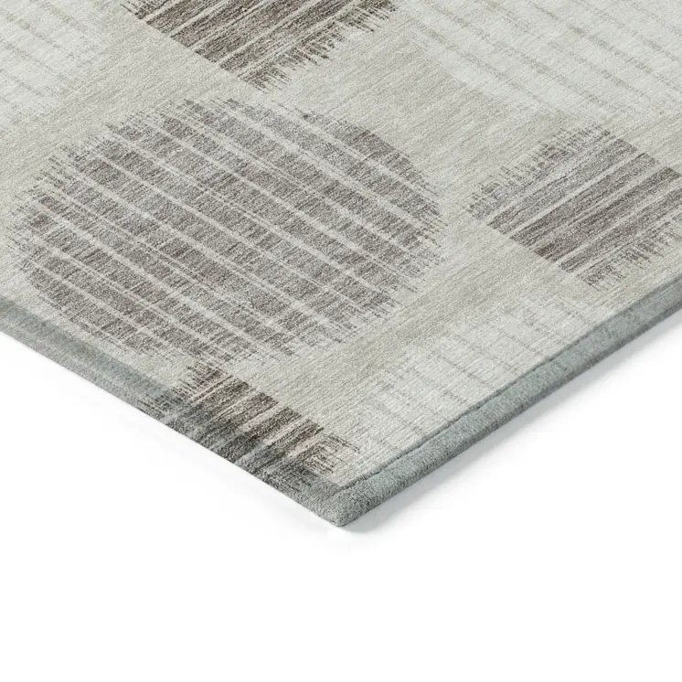 8' X 10' Beige Brown And Ivory Geometric Washable Indoor Outdoor Area Rug