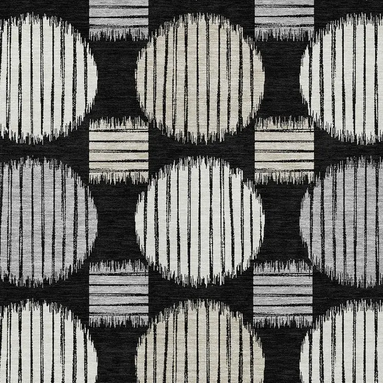 3' X 5' Black Gray And Ivory Geometric Washable Indoor Outdoor Area Rug