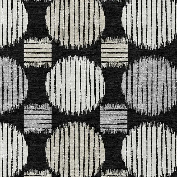 10' X 14' Black Gray And Ivory Geometric Washable Indoor Outdoor Area Rug