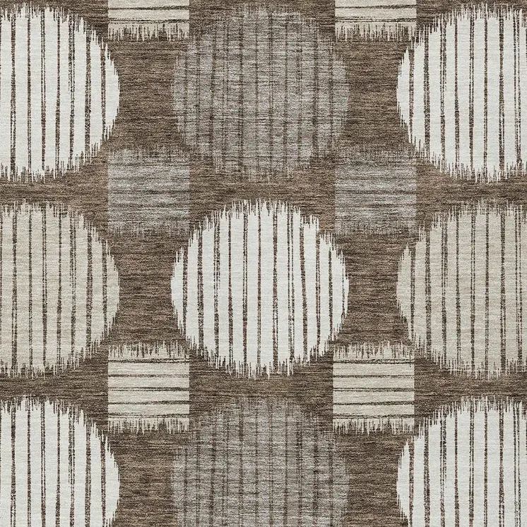 8' X 10' Brown Gray And Ivory Geometric Washable Indoor Outdoor Area Rug