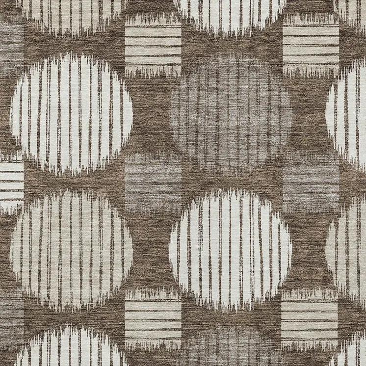 10' X 14' Brown Gray And Ivory Geometric Washable Indoor Outdoor Area Rug