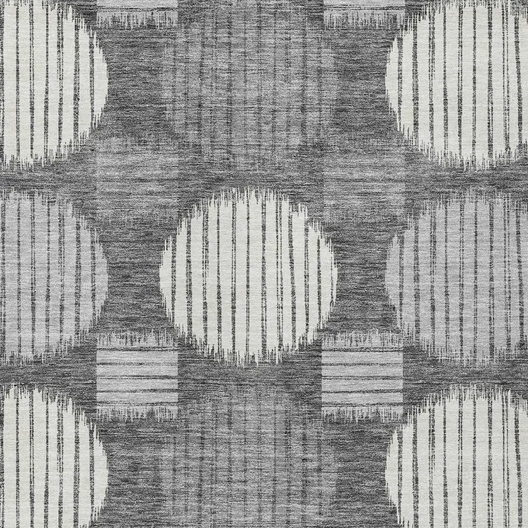 3' X 5' Charcoal And Ivory Geometric Washable Indoor Outdoor Area Rug