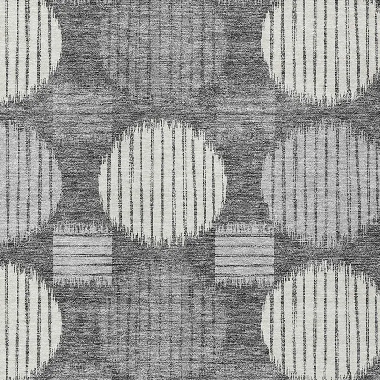 5' X 8' Charcoal And Ivory Geometric Washable Indoor Outdoor Area Rug
