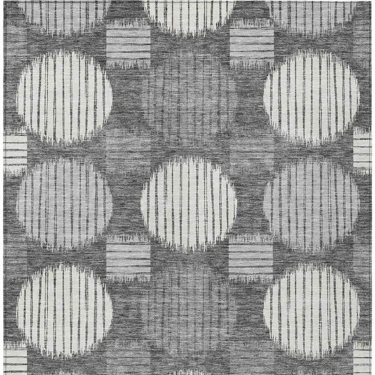 10' X 14' Charcoal And Ivory Geometric Washable Indoor Outdoor Area Rug