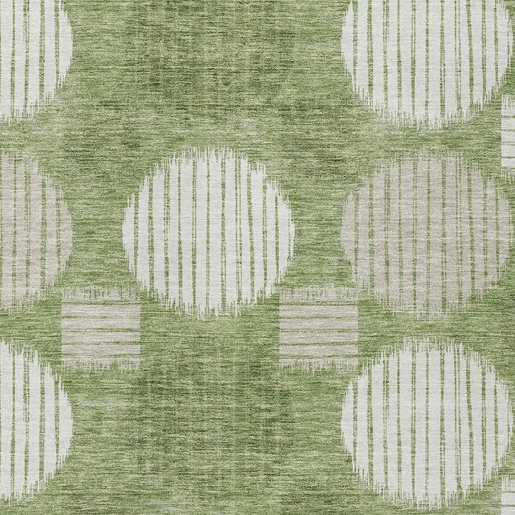 9' X 12' Green And Ivory Geometric Washable Indoor Outdoor Area Rug
