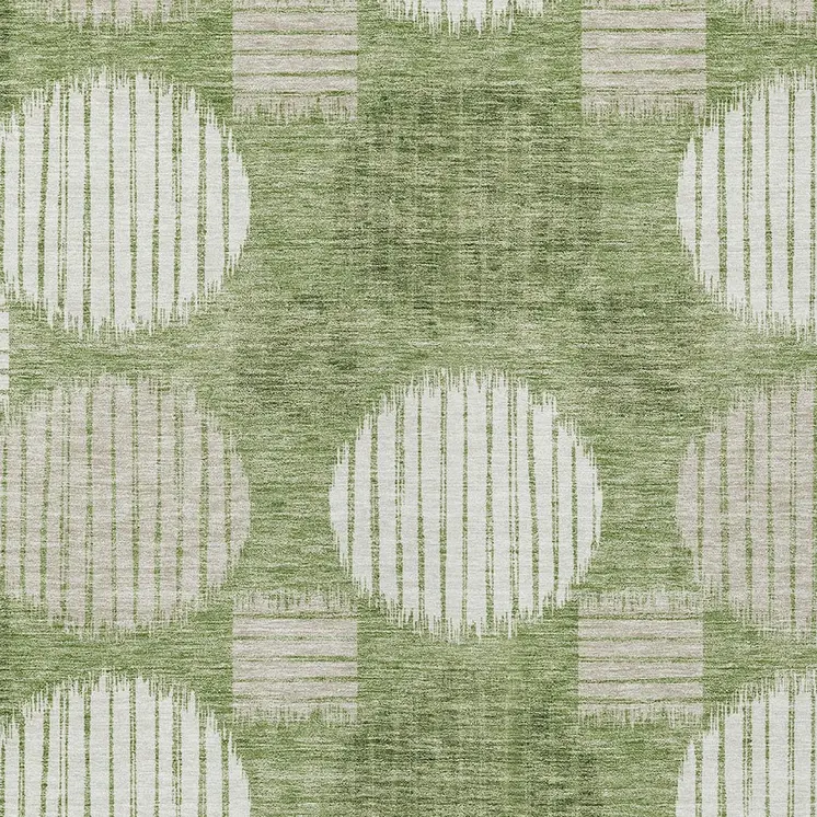 10' X 14' Green And Ivory Geometric Washable Indoor Outdoor Area Rug