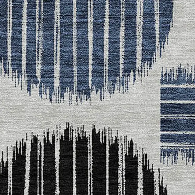 3' X 5' Gray Black And Blue Geometric Washable Indoor Outdoor Area Rug