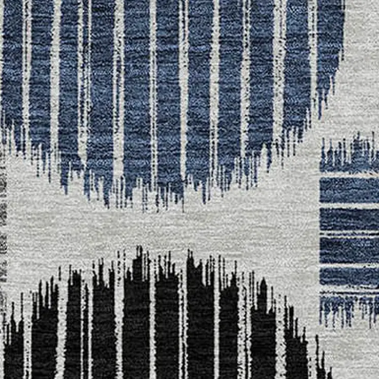 5' X 8' Gray Black And Blue Geometric Washable Indoor Outdoor Area Rug