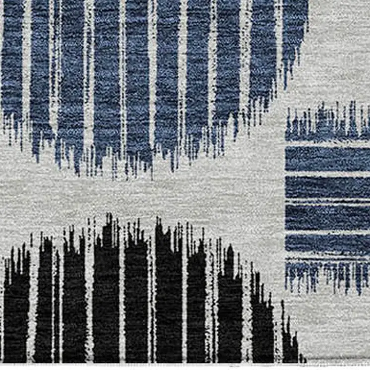 10' X 14' Gray Black And Blue Geometric Washable Indoor Outdoor Area Rug