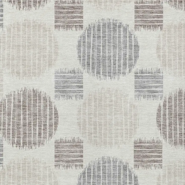 3' X 5' Ivory Brown And Gray Geometric Washable Indoor Outdoor Area Rug