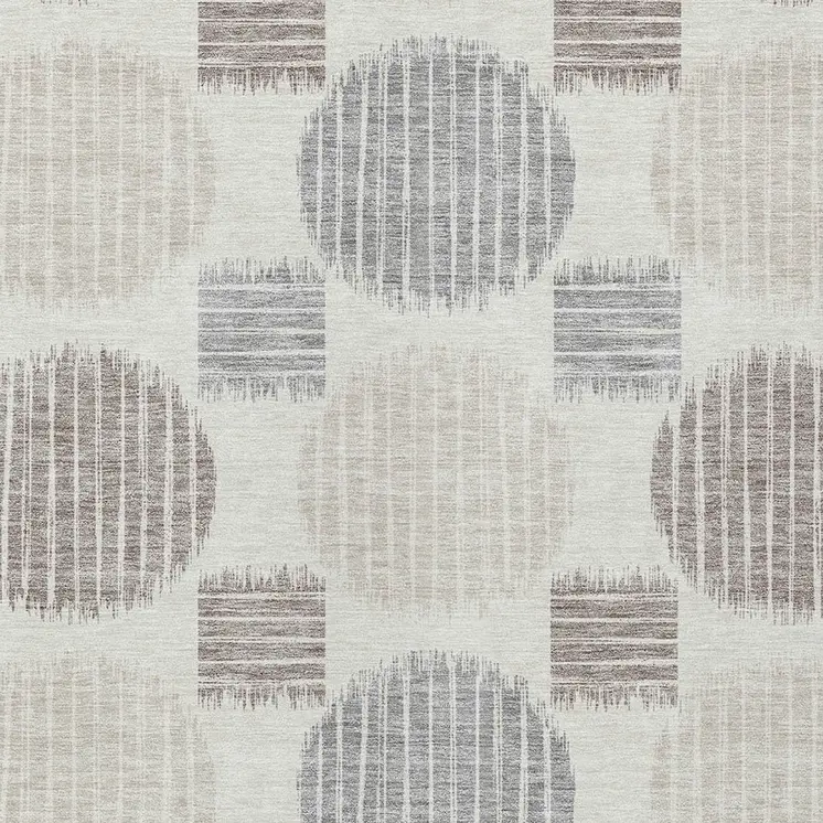 5' X 8' Ivory Brown And Gray Geometric Washable Indoor Outdoor Area Rug