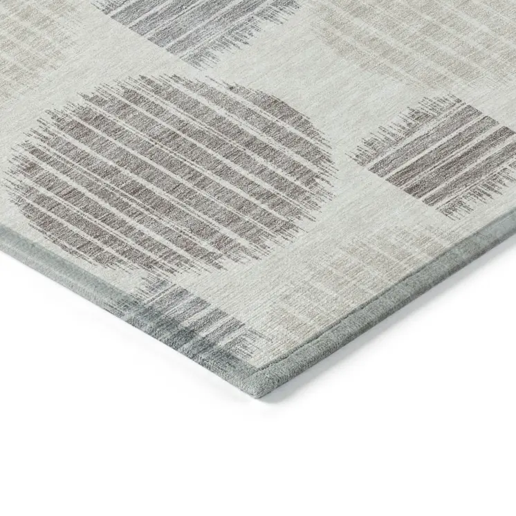 8' X 10' Ivory Brown And Gray Geometric Washable Indoor Outdoor Area Rug