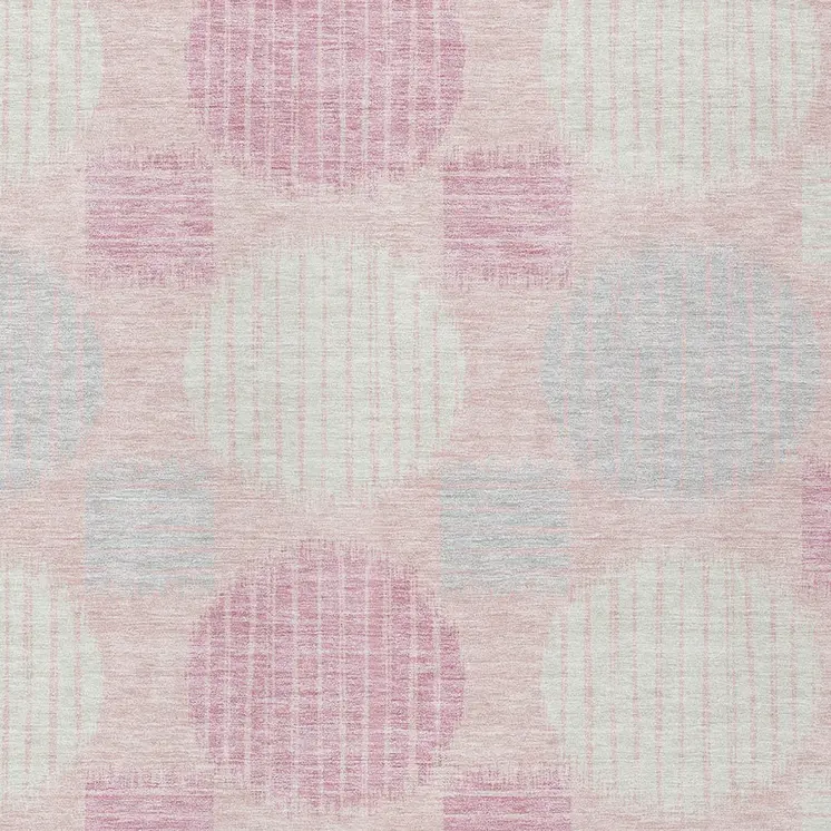 8' X 10' Pink Gray And Ivory Geometric Washable Indoor Outdoor Area Rug