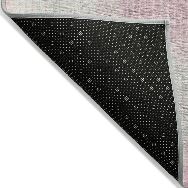 9' X 12' Pink Gray And Ivory Geometric Washable Indoor Outdoor Area Rug