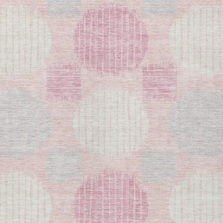 9' X 12' Pink Gray And Ivory Geometric Washable Indoor Outdoor Area Rug