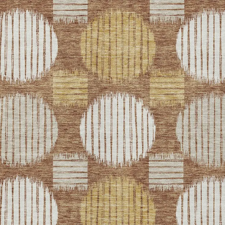 10' X 14' Brown Beige And Ivory Geometric Washable Indoor Outdoor Area Rug