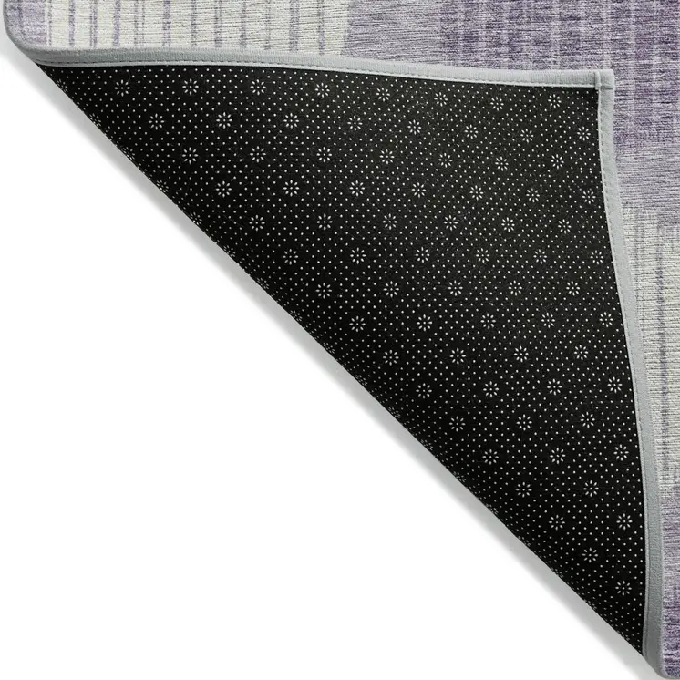 9' X 12' Purple And Ivory Geometric Washable Indoor Outdoor Area Rug