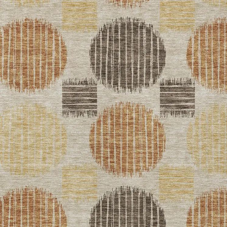 3' X 5' Tan Brown And Beige Geometric Washable Indoor Outdoor Area Rug