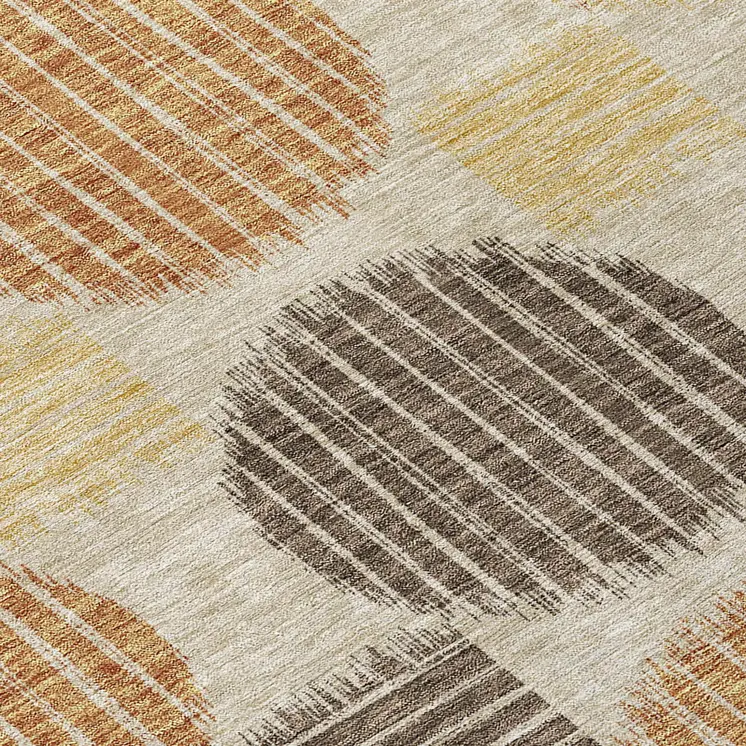 3' X 5' Tan Brown And Beige Geometric Washable Indoor Outdoor Area Rug