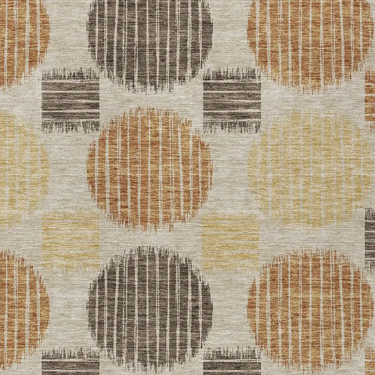 5' X 8' Tan Brown And Beige Geometric Washable Indoor Outdoor Area Rug