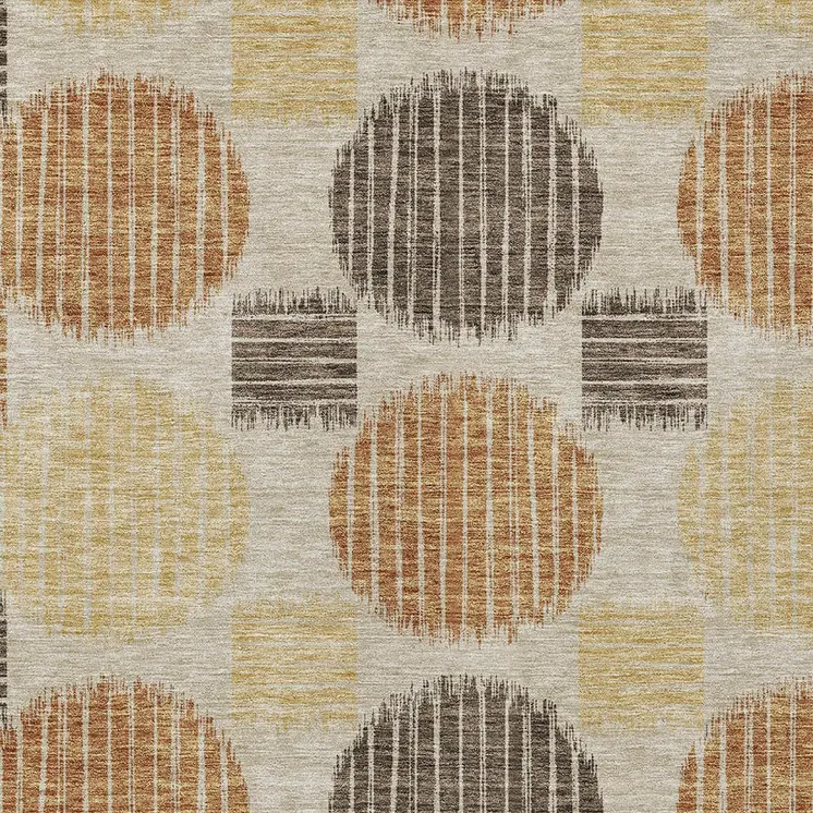 8' X 10' Tan Brown And Beige Geometric Washable Indoor Outdoor Area Rug