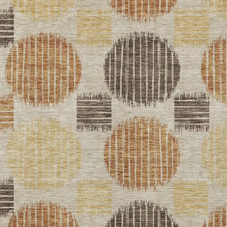 10' X 14' Tan Brown And Beige Geometric Washable Indoor Outdoor Area Rug