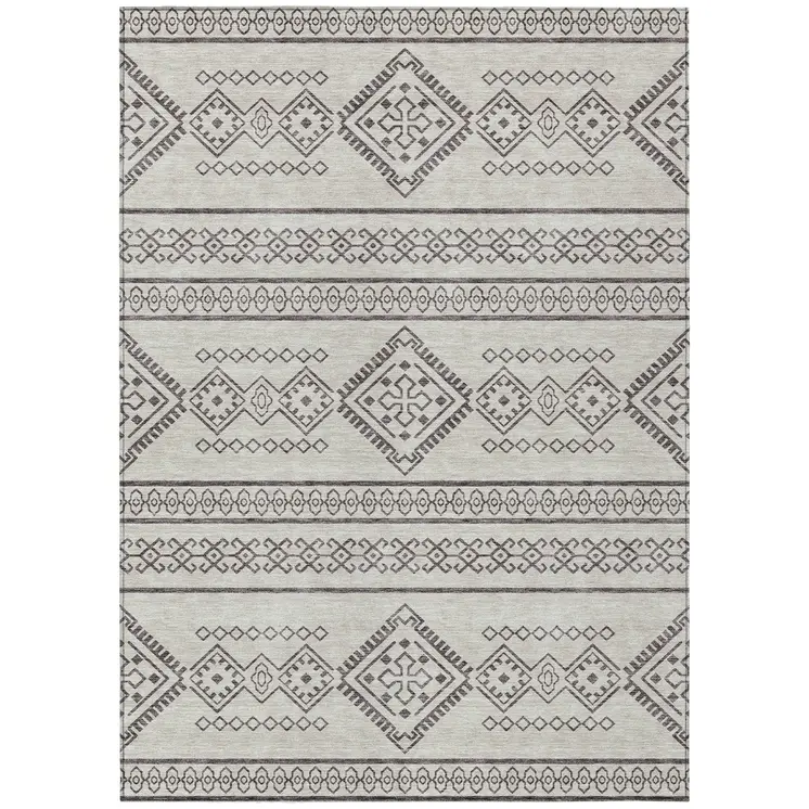 8' X 10' Beige And Brown Southwestern Washable Indoor Outdoor Area Rug