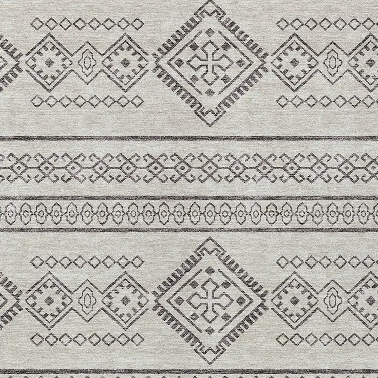 8' X 10' Beige And Brown Southwestern Washable Indoor Outdoor Area Rug
