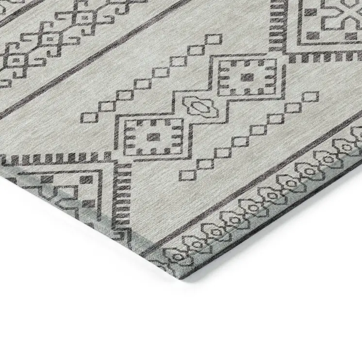 8' X 10' Beige And Brown Southwestern Washable Indoor Outdoor Area Rug
