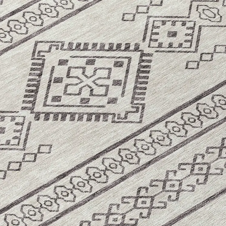 8' X 10' Beige And Brown Southwestern Washable Indoor Outdoor Area Rug