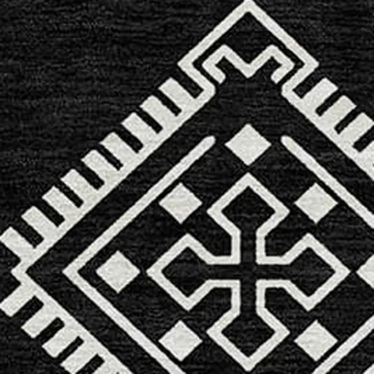 8' X 10' Black And Ivory Southwestern Washable Indoor Outdoor Area Rug