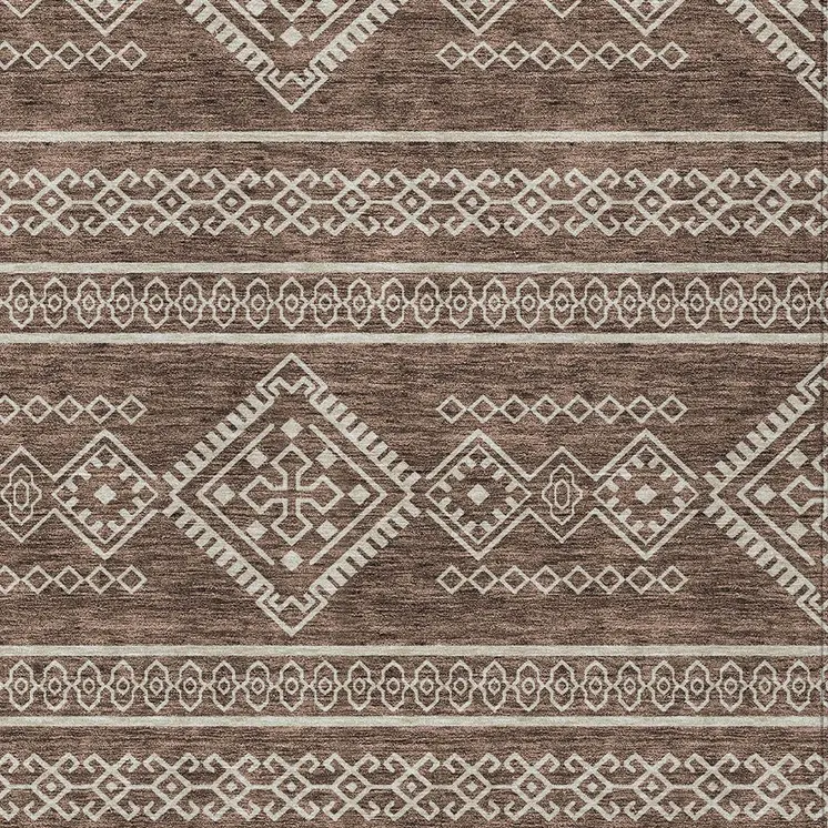 3' X 5' Brown And Ivory Southwestern Washable Indoor Outdoor Area Rug