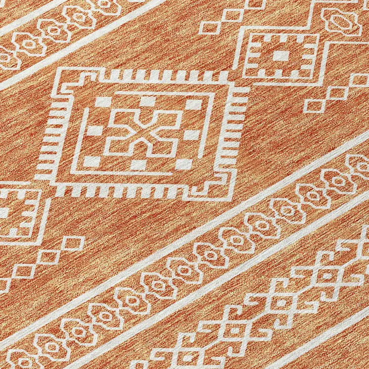 5' X 8' Copper And Ivory Southwestern Washable Indoor Outdoor Area Rug