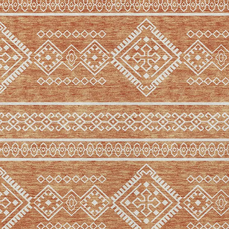 8' X 10' Copper And Ivory Southwestern Washable Indoor Outdoor Area Rug