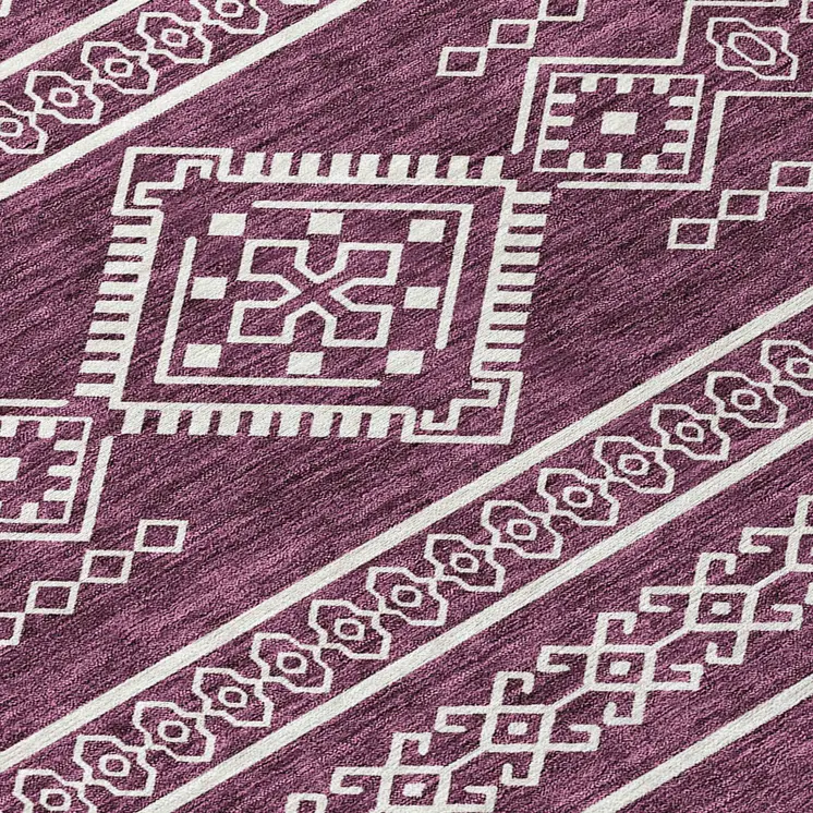 3' X 5' Eggplant And Ivory Southwestern Washable Indoor Outdoor Area Rug