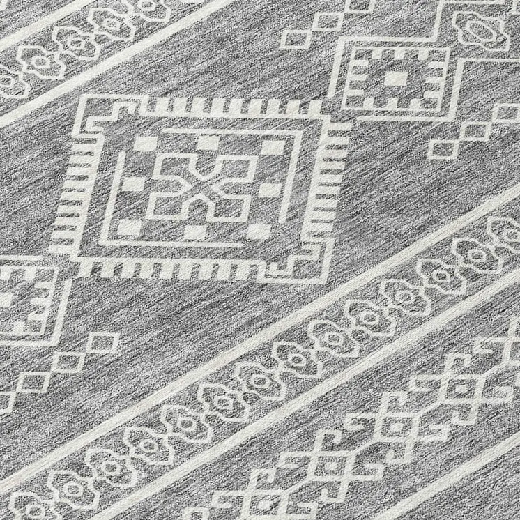 5' X 8' Gray And Ivory Southwestern Washable Indoor Outdoor Area Rug