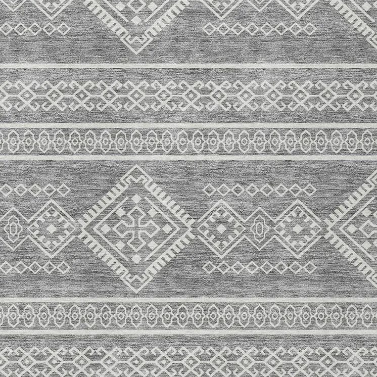 8' X 10' Gray And Ivory Southwestern Washable Indoor Outdoor Area Rug
