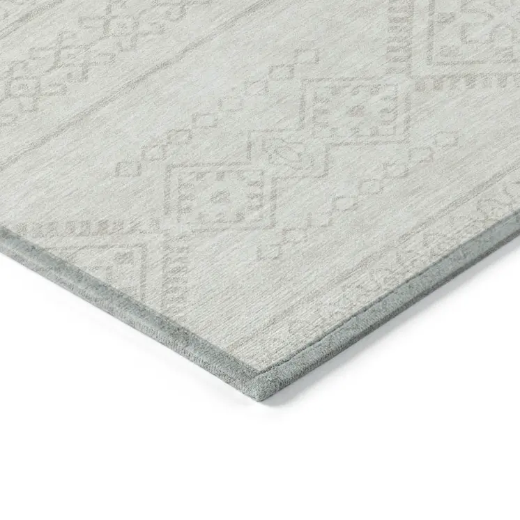 10' X 14' Ivory And Silver Southwestern Washable Indoor Outdoor Area Rug