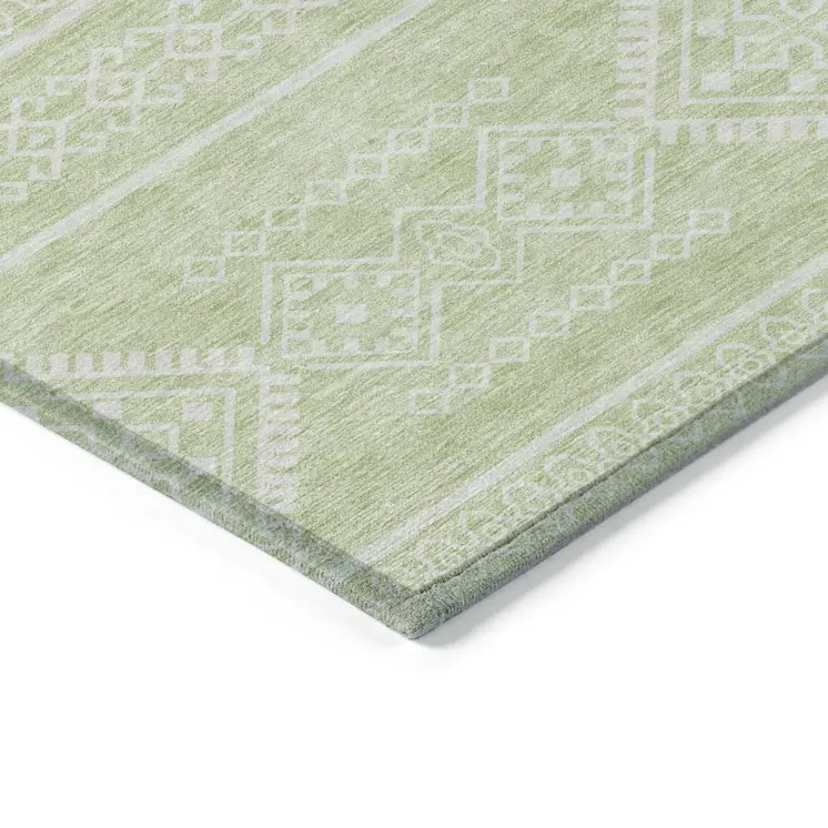 3' X 5' Mint Green And Ivory Southwestern Washable Indoor Outdoor Area Rug