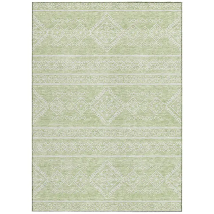 3' X 5' Mint Green And Ivory Southwestern Washable Indoor Outdoor Area Rug