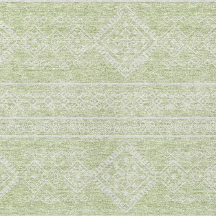 5' X 8' Mint Green And Ivory Southwestern Washable Indoor Outdoor Area Rug
