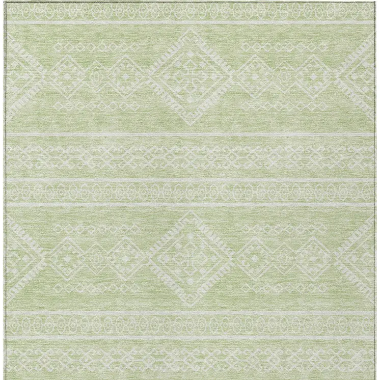 5' X 8' Mint Green And Ivory Southwestern Washable Indoor Outdoor Area Rug