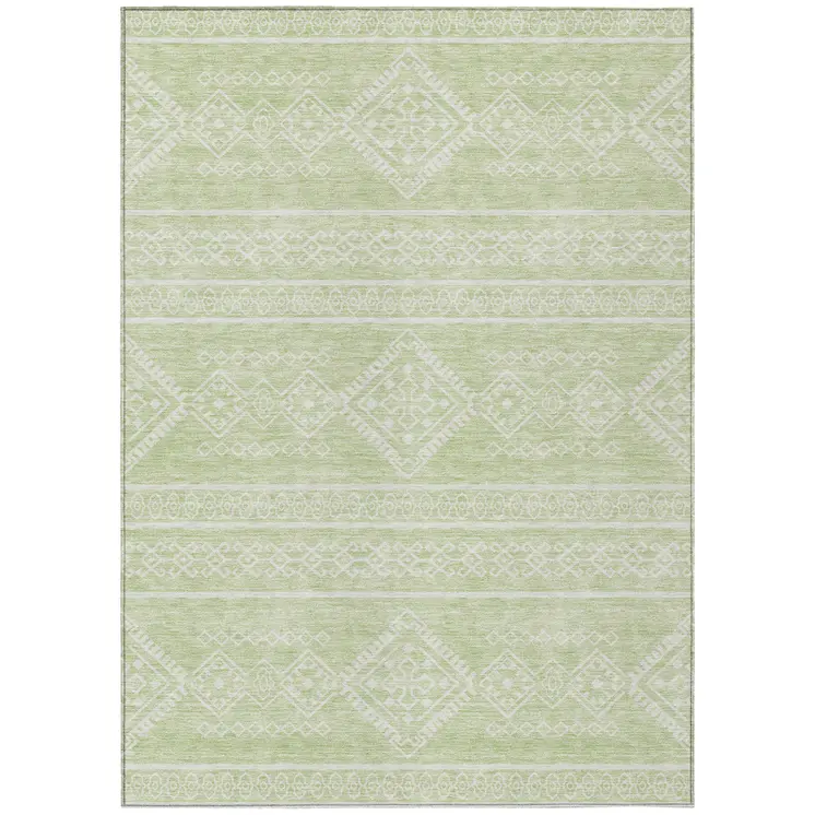 10' X 14' Mint Green And Ivory Southwestern Washable Indoor Outdoor Area Rug