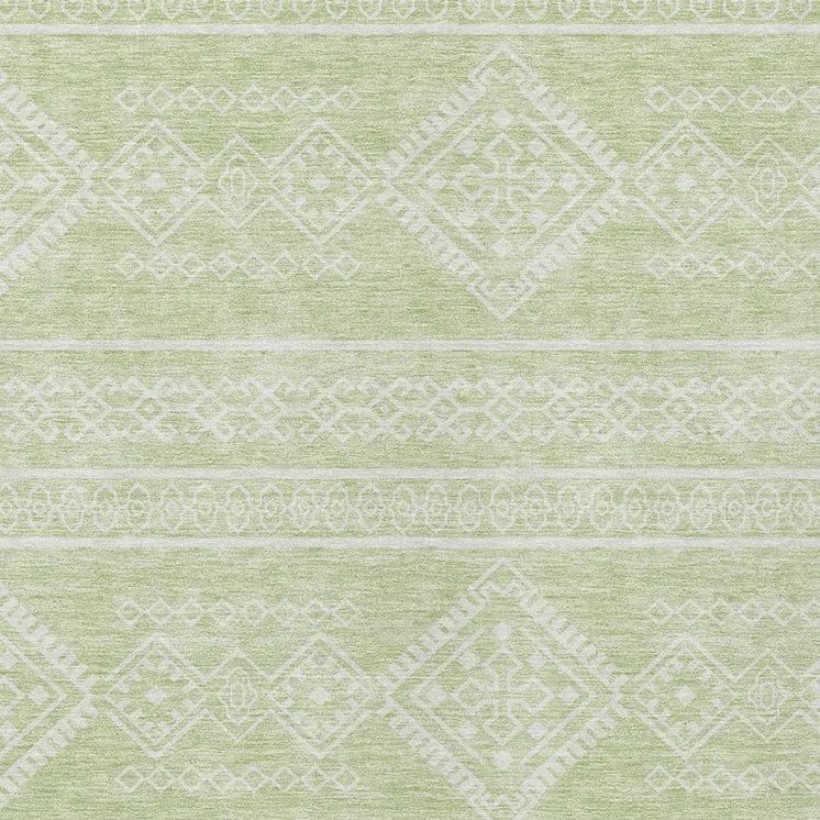 10' X 14' Mint Green And Ivory Southwestern Washable Indoor Outdoor Area Rug