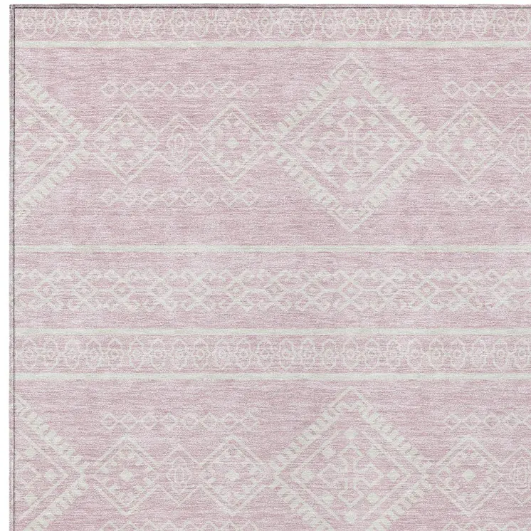 3' X 5' Pink And Ivory Southwestern Washable Indoor Outdoor Area Rug