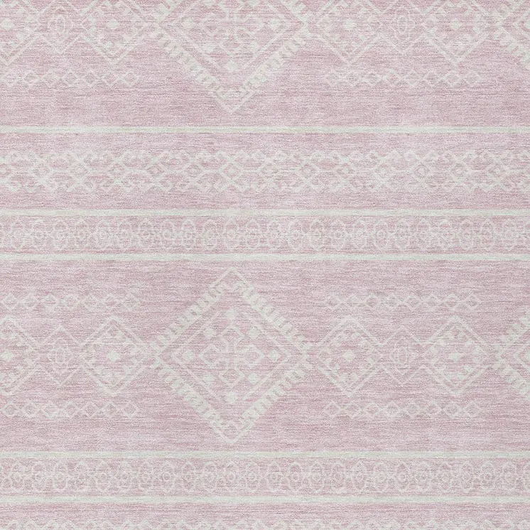 5' X 8' Pink And Ivory Southwestern Washable Indoor Outdoor Area Rug