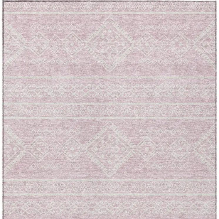 5' X 8' Pink And Ivory Southwestern Washable Indoor Outdoor Area Rug
