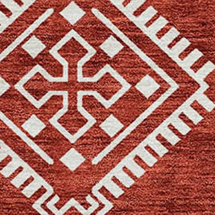 3' X 5' Red And Ivory Southwestern Washable Indoor Outdoor Area Rug