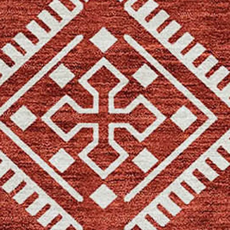 8' X 10' Red And Ivory Southwestern Washable Indoor Outdoor Area Rug