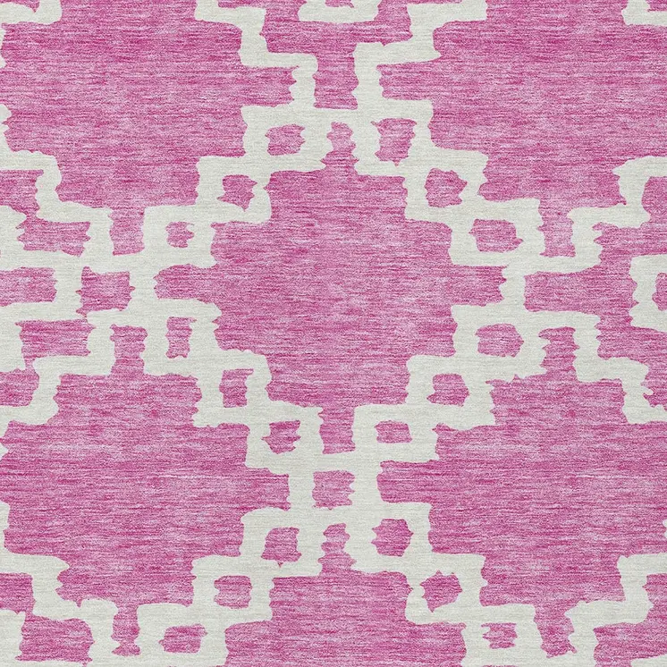 3' X 5' Blush And Ivory Geometric Washable Indoor Outdoor Area Rug
